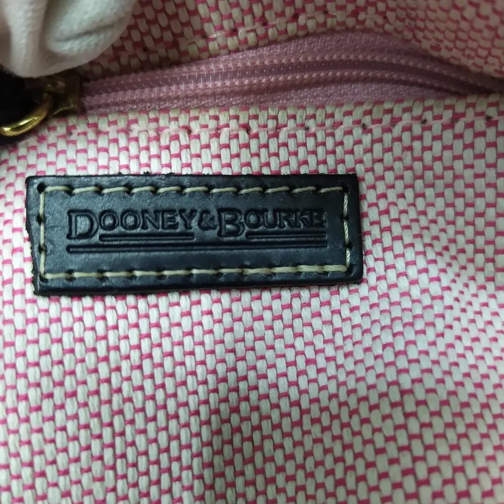 Dooney & Bourke Black White Checker Canvas Leather Trim Top Handle Satchel Bag